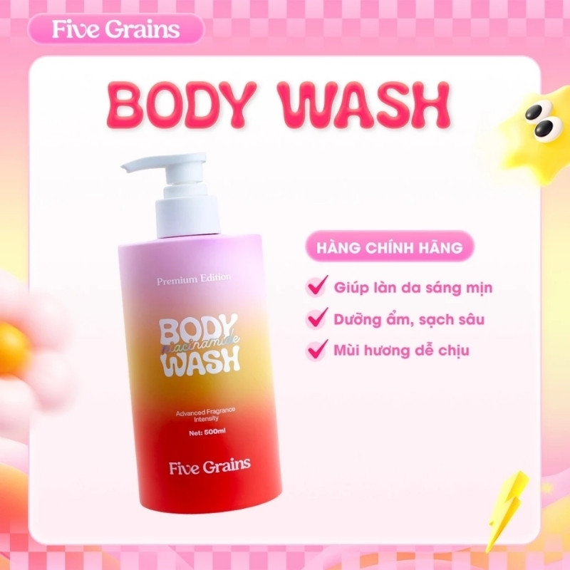 Sữa Tắm Sáng Da Hương Nước Hoa Five Grains Niacinamide Body Wash 500ml (Premium Edition)