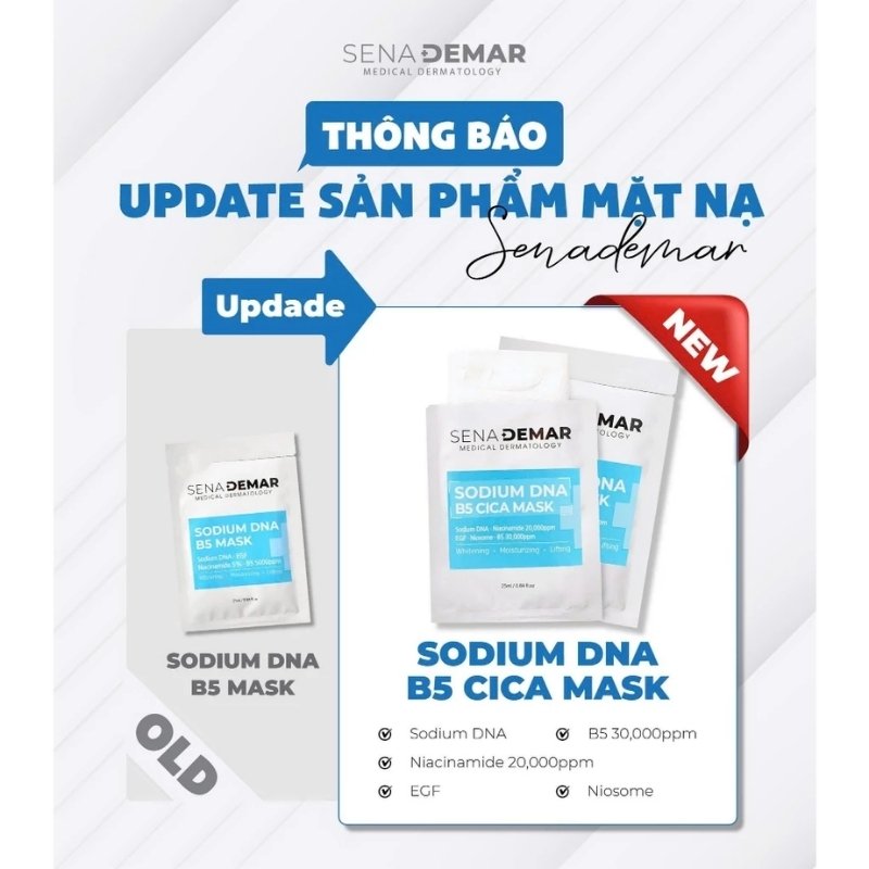 Mặt Nạ Cấp Ẩm Dưỡng Trắng Da Sena Demar Sodium DNA B5 Cica Mask 25ml (Mẫu Mới)