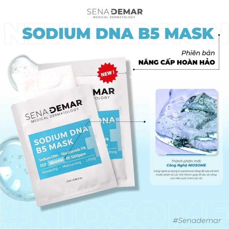 Mặt Nạ Cấp Ẩm Dưỡng Trắng Da Sena Demar Sodium DNA B5 Cica Mask 25ml (Mẫu Mới)