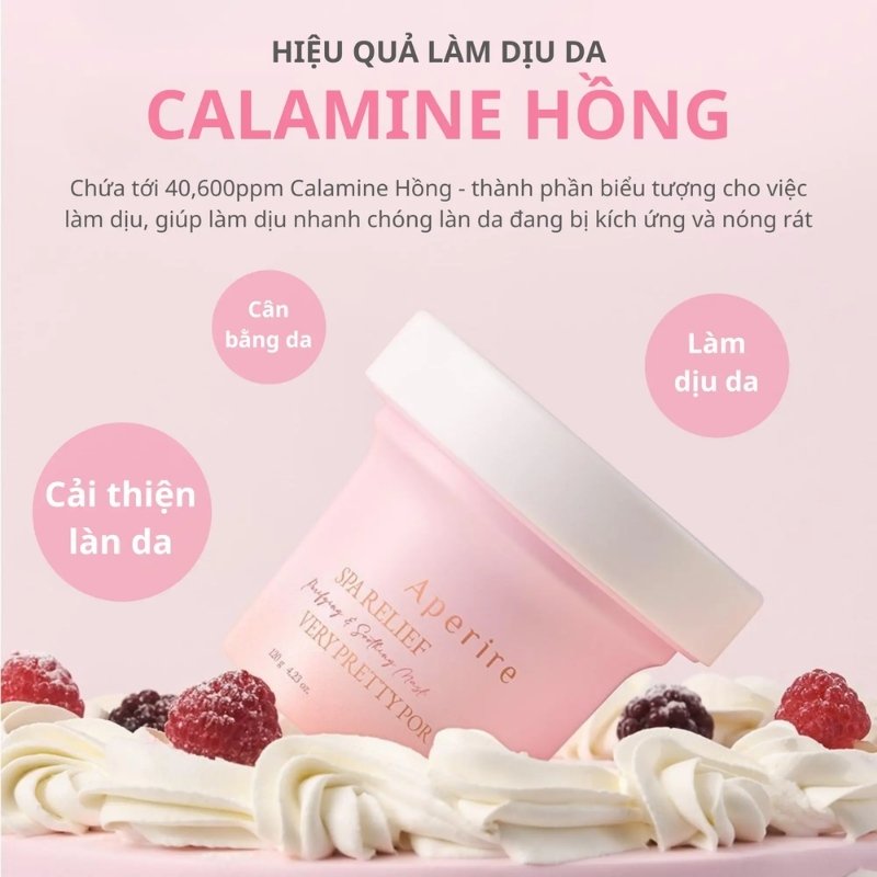 Mặt Nạ Đất Sét Quả Mọng, Thải Độc & Làm Sáng Da Aperire Spa Relief Verry Pretty Pore Mask 120g (Mẫu Mới)