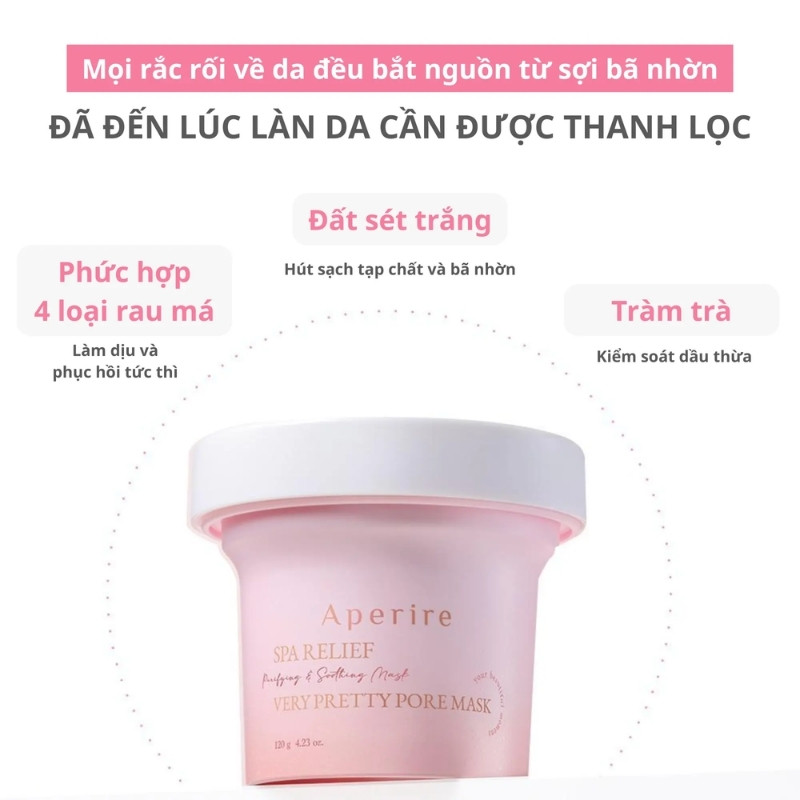 Mặt Nạ Đất Sét Quả Mọng, Thải Độc & Làm Sáng Da Aperire Spa Relief Verry Pretty Pore Mask 120g (Mẫu Mới)