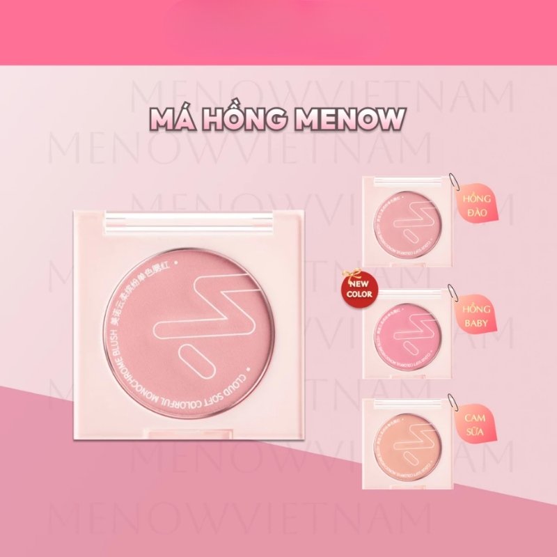 Phấn Má Hồng Hạt Phấn Siêu Mịn, Lên Màu Tự Nhiên Menow Cloud Soft Sweetheart Monochrome Blush 4.5g