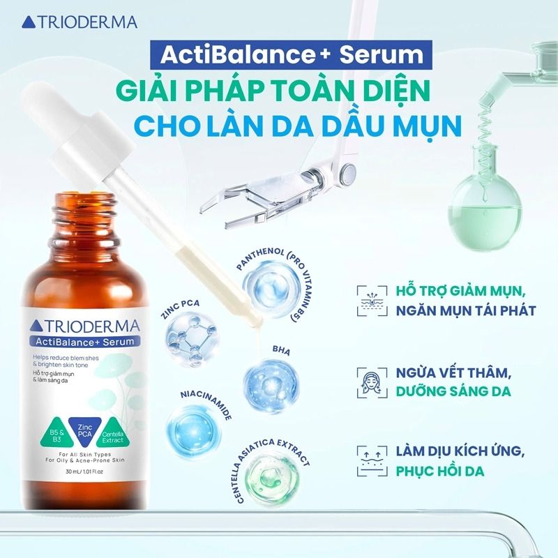 Tinh Chất Hỗ Trợ, Giảm Mụn, Mờ thâm Trioderma ActiBalance+ 30ml