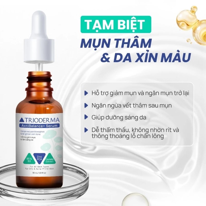Tinh Chất Hỗ Trợ, Giảm Mụn, Mờ thâm Trioderma ActiBalance+ 30ml