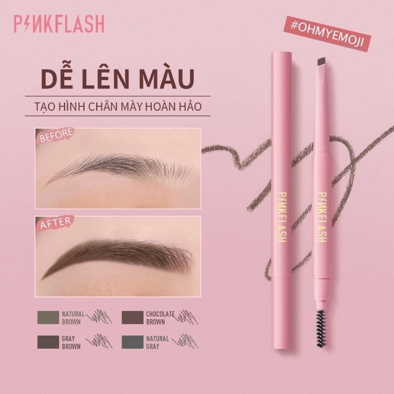 Chì Kẻ Mày Mềm Mịn Chống Trôi Pinkflash Waterproof Auto Eyebrown Pencil