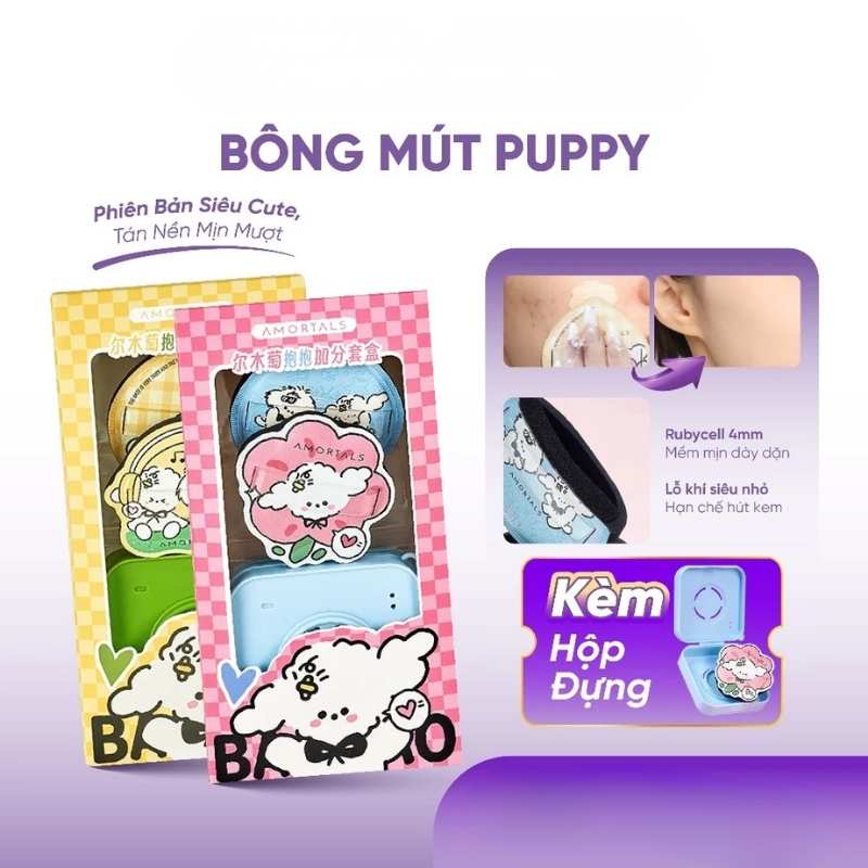 Set 2 Bông Mút Amortals Powder Puff Set (2 Bông Mút + Hộp Đựng)