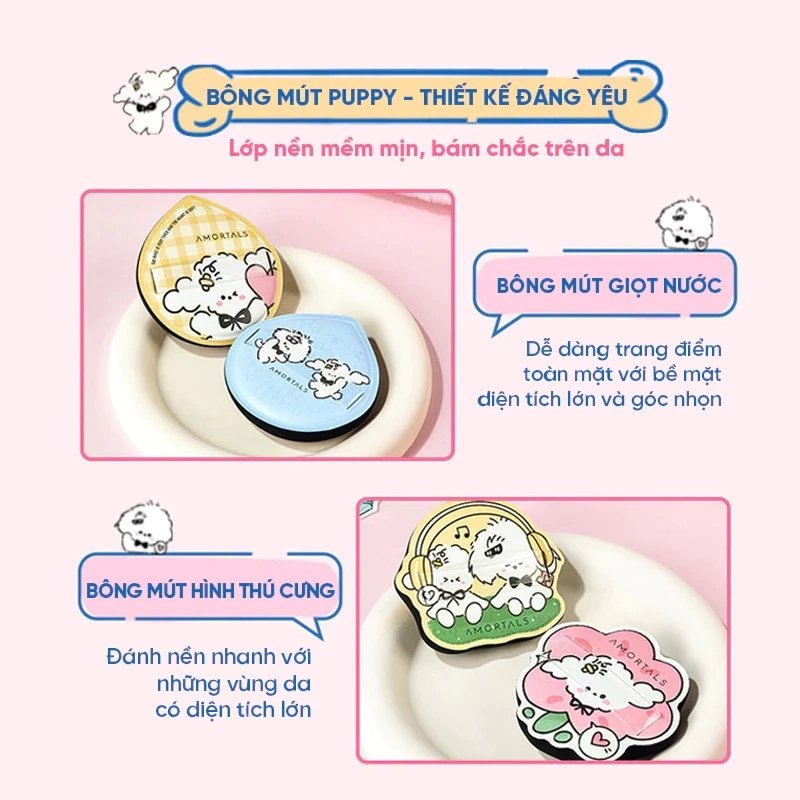 Set 2 Bông Mút Amortals Powder Puff Set (2 Bông Mút + Hộp Đựng)