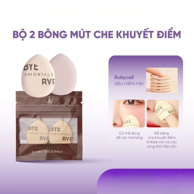 Set 2 Mút Trang Điểm Ngón Tay Amortals Finger Sized Mini Puff Concealer Puff