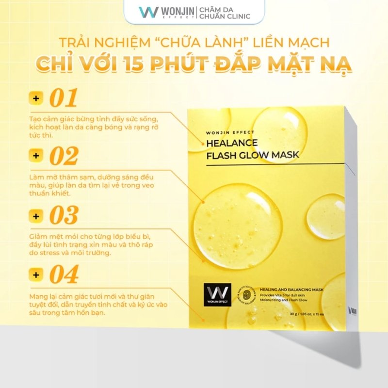 Mặt Nạ Giấy Wonjin Effect Healance Flash Glow Mask 30g (Mẫu Mới)