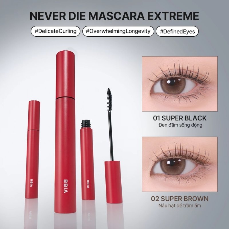 Mascara BBIA Never Die Extreme 7g - 01 Super Black