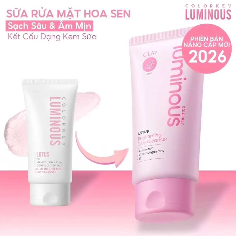 Sữa Rửa Mặt Đất Sét Sáng Da Hoa Sen Colorkey Luminous Lotus Brightening Clay Cleanser 100g