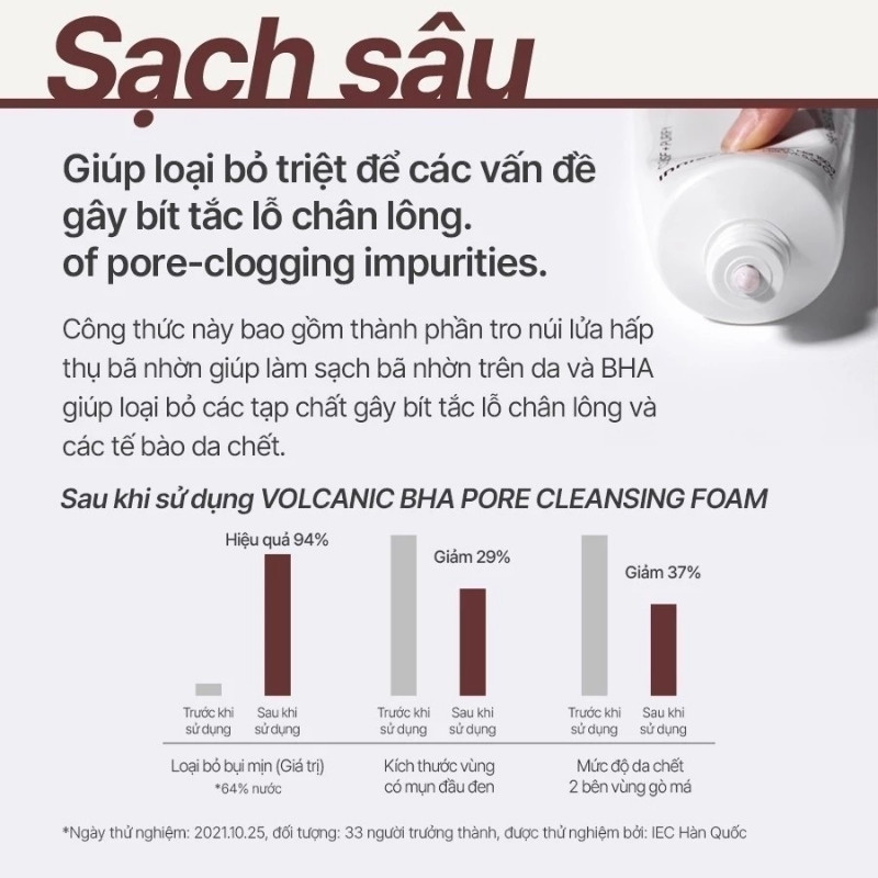 Sữa Rửa Mặt Innisfree Kiểm Soát Nhờn Tro Núi Lửa Volcanic BHA Pore Cleansing Foam 150g (Mẫu Mới) (Nhập Khẩu)