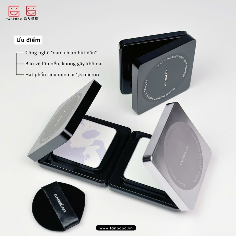 Phấn Phủ Nén Carslan 2.0 Black Magnet Soft Focus Powder 8g (Vỏ Đen) (Da Hỗn Hợp/Da Khô)