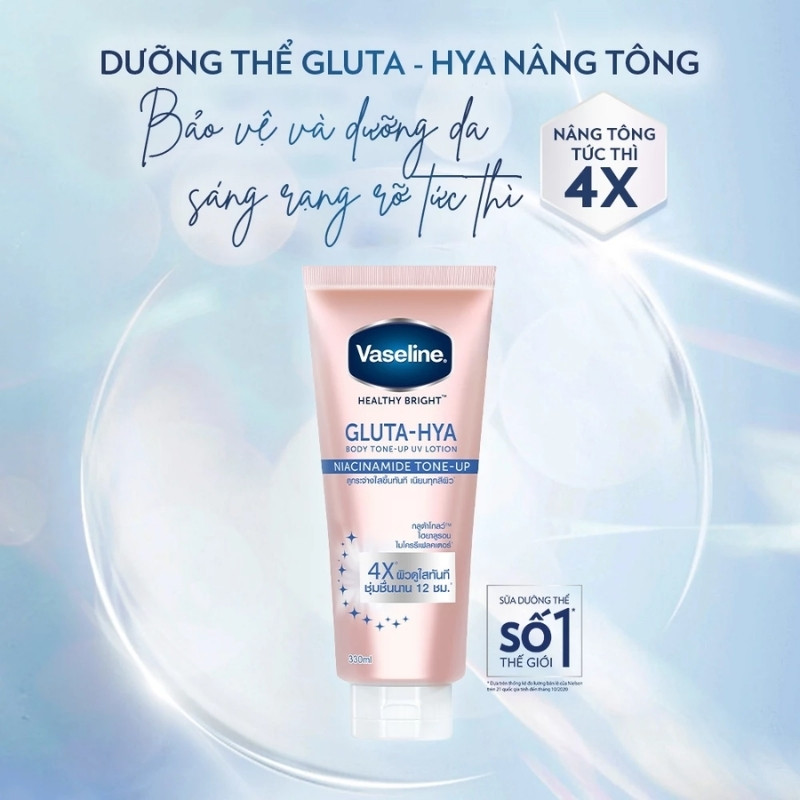 Sữa Dưỡng Thể Vaseline Dưỡng Sáng Da Vaseline Healthy Bright Gluta-Hya Niacinamide Tone-Up 300ml