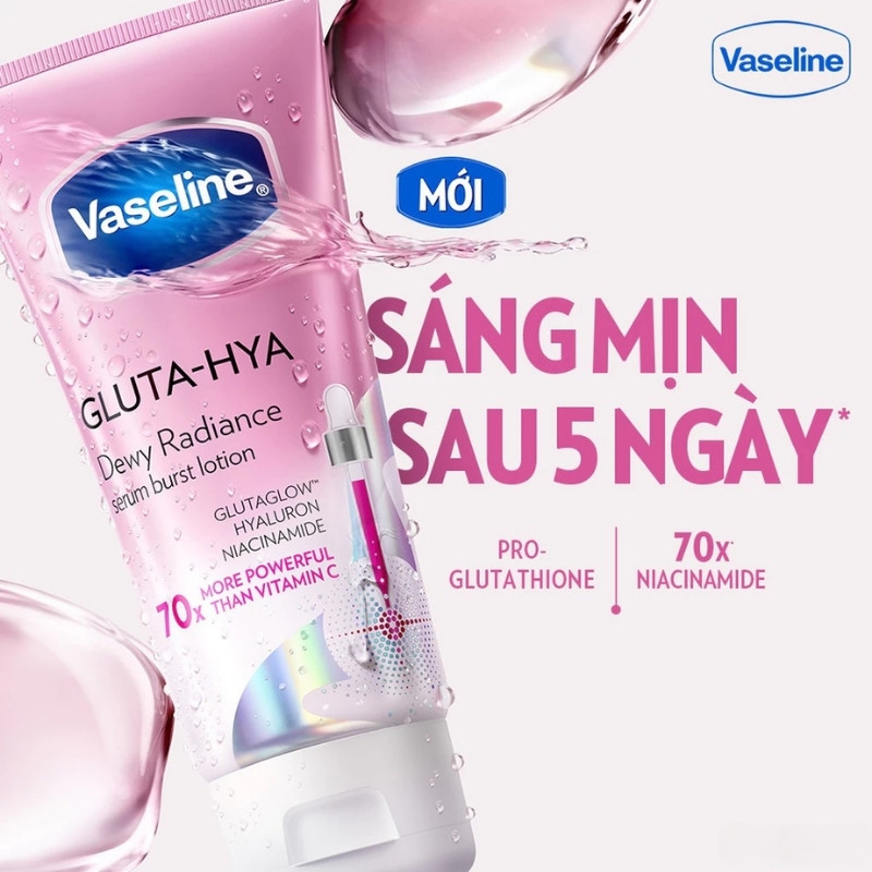 Dưỡng Thể Vaseline Sáng Da Ban Đêm Gluta-Hya Serum Burst Lotion 70X 300ml (Mẫu Mới)