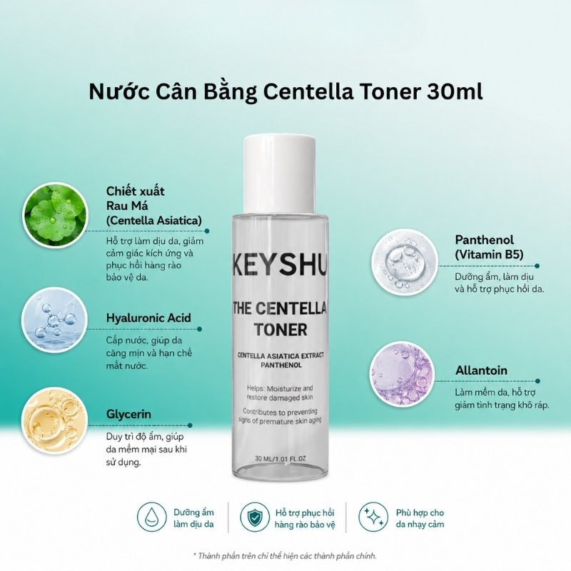 (QT) Nước Cân Bằng Keyshu The Centella Toner 30ml