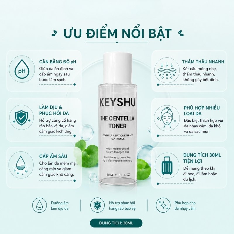 (QT) Nước Cân Bằng Keyshu The Centella Toner 30ml