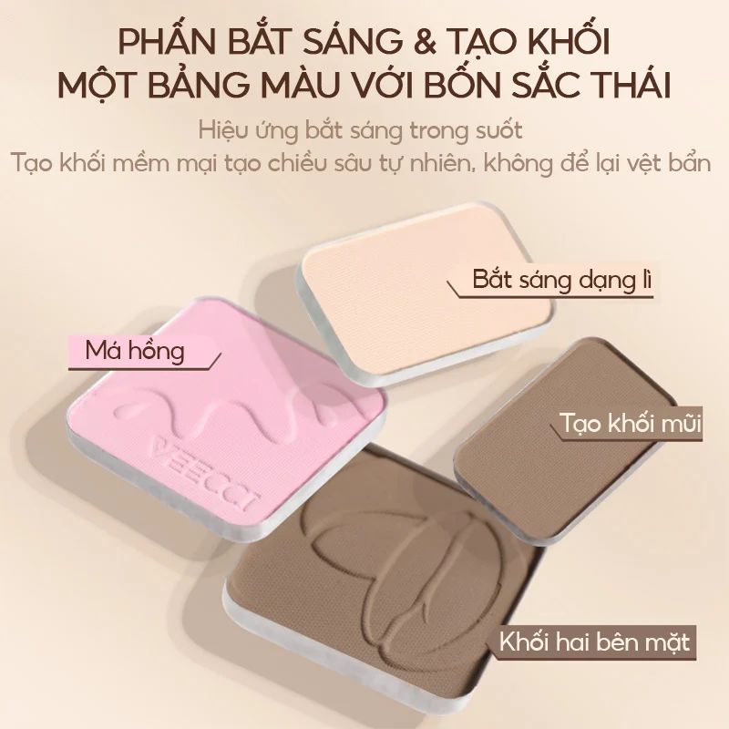 Bảng Phấn Tạo Khối Highlight 4 Ô Veecci