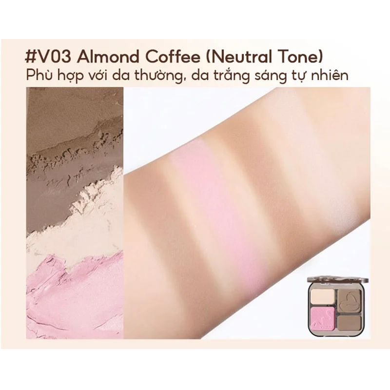 Bảng Phấn Tạo Khối Highlight 4 Ô Veecci