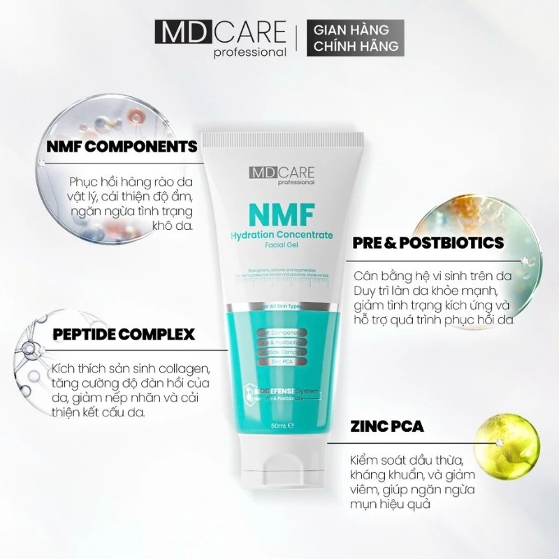 Gel Dưỡng Kiểm Soát Dầu MD Care NMF Hydration Concentrate Facial Gel 50ml