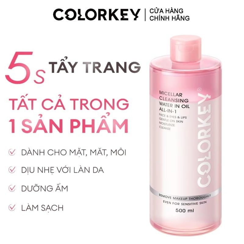 Nước Tẩy Trang 2 Lớp Colorkey Micellar Cleansing Water In Oil All-In-1 100ml