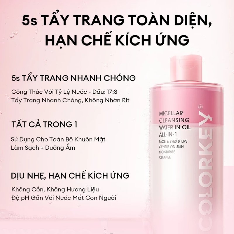 Nước Tẩy Trang 2 Lớp Colorkey Micellar Cleansing Water In Oil All-In-1 100ml