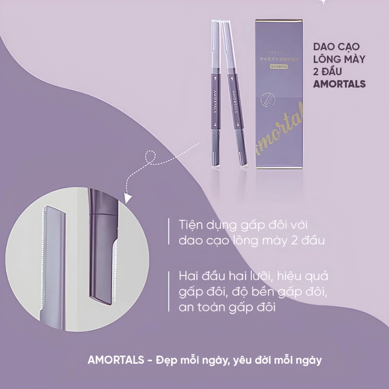 Dao Cạo Lông Mày Amortals Double Headed Maccro Eyebrow (Mẫu Mới)