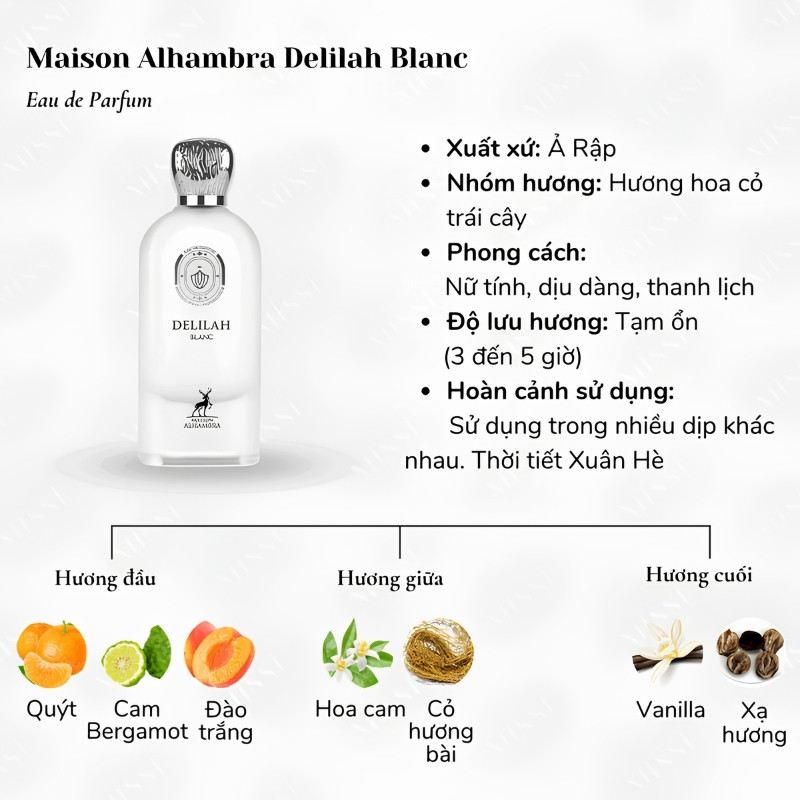 Nước Hoa Nữ Maison Alhambra Delilah Blanc EDP 100ml