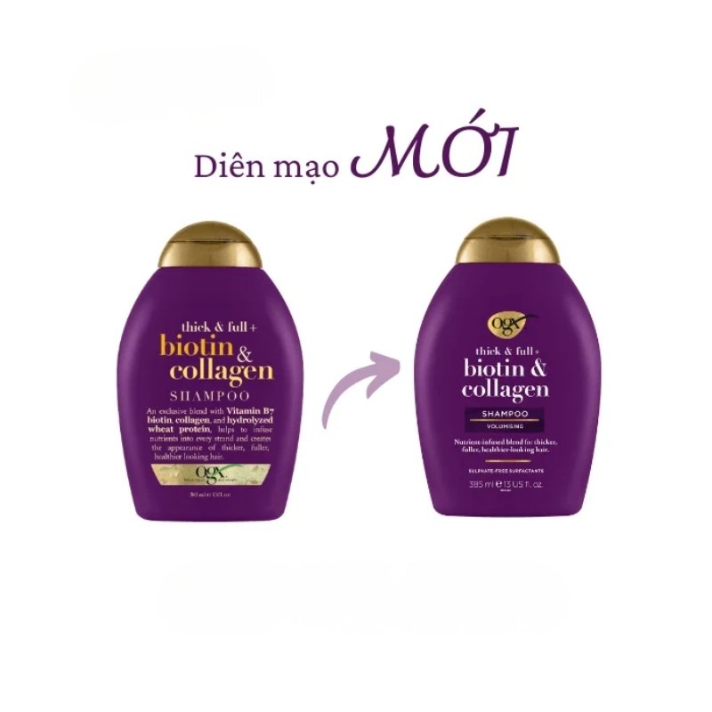 Dầu Gội Biotin & Collagen OGX Làm Dày Tóc 385ml (Nhập Khẩu) (Mẫu Mới)