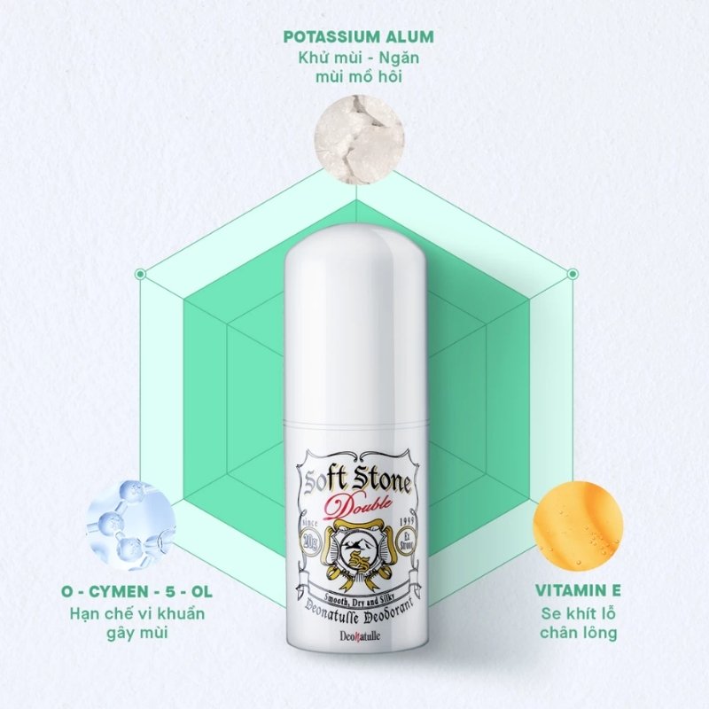 Lăn Khử Mùi Đá Khoáng Dạng Sáp Deonatulle Soft Stone 20gr (Mẫu Mới)