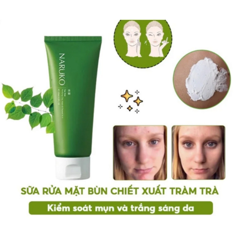 Sữa Rửa Mặt Tràm Trà Naruko Tea Tree Purifying Clay Mask & Cleanser In 1 120ml