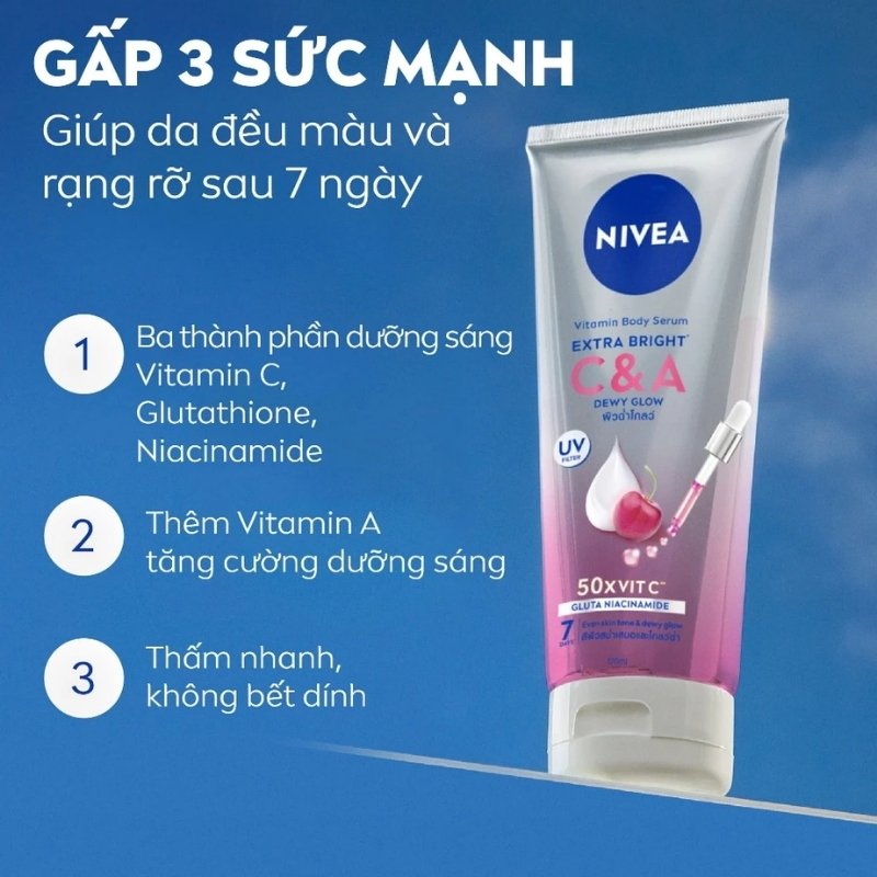 Sữa Dưỡng Thể Nivea Dưỡng Sáng Da 50X VitC Vitamin Body Serum 170ml