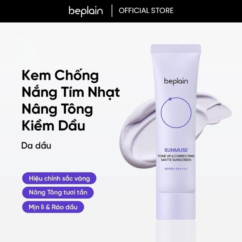 Kem Chống Nắng Beplain Sunmuse Tone Up & Correcting Matte Sunscreen SPF50+ (Tím Nhạt)