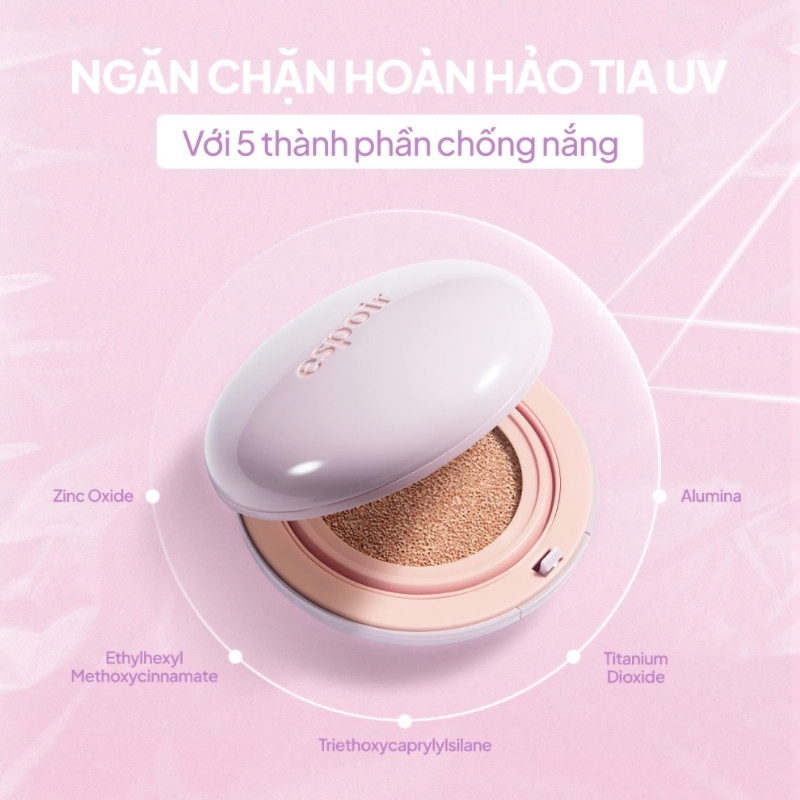 (HSD 04/2027) Phấn Nước Chống Nắng Nâng Tone Espoir Dewlike Jello Tone Up SPF50+ 15g - Snow Blue [Kèm Túi Pouch]