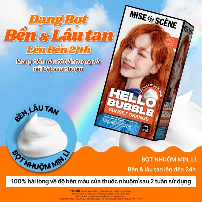 Thuốc Nhuộm Tóc Dạng Bọt Mise En Scene Hello Bubble 100g (Mẫu Mới)