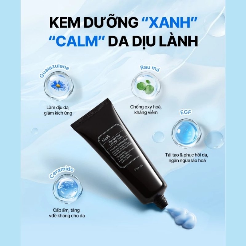 Kem Dưỡng Ẩm Klairs Làm Dịu, Phục Hồi Da Ban Đêm Midnight Blue Calming Cream