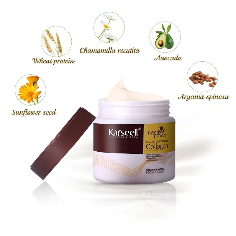 Kem Hấp Ủ Tóc Collagen Karseell Maca Care System 500ml (Dạng Hũ) 