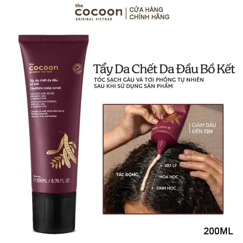 Tẩy Tế Bào Chết Da Đầu Bồ Kết Cocoon Gleditsia Scalp Scrub 200ml