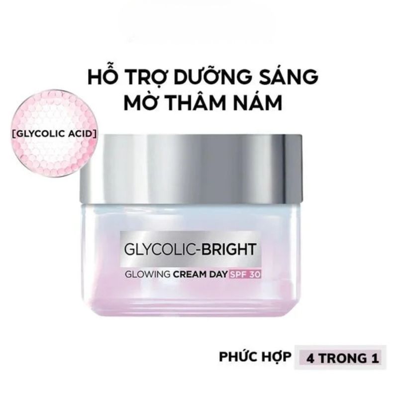 Kem Dưỡng Sáng Da Ban Ngày L'Oreal Glycolic + Niacinamide Bright Glowing Cream Day SPF30 15ml