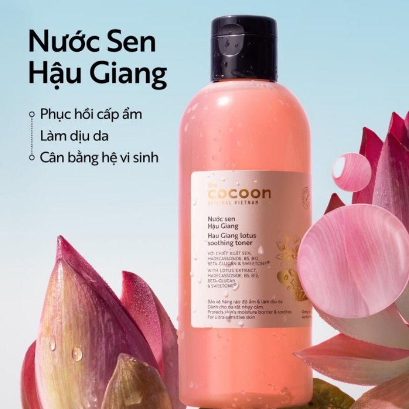 Nước Hoa Hồng Cocoon Sen Hậu Giang Lotus Soothing Toner