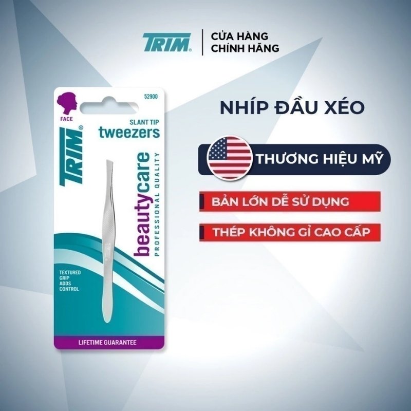 Nhíp Trang Điểm Cao Cấp Trim Beauty Care Square Tip Tweezers 04047 (Đầu Xéo)