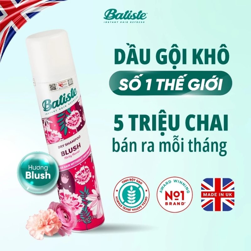 Gội Khô Batiste Dry Shampoo Blush Hương Hoa Quyến Rũ