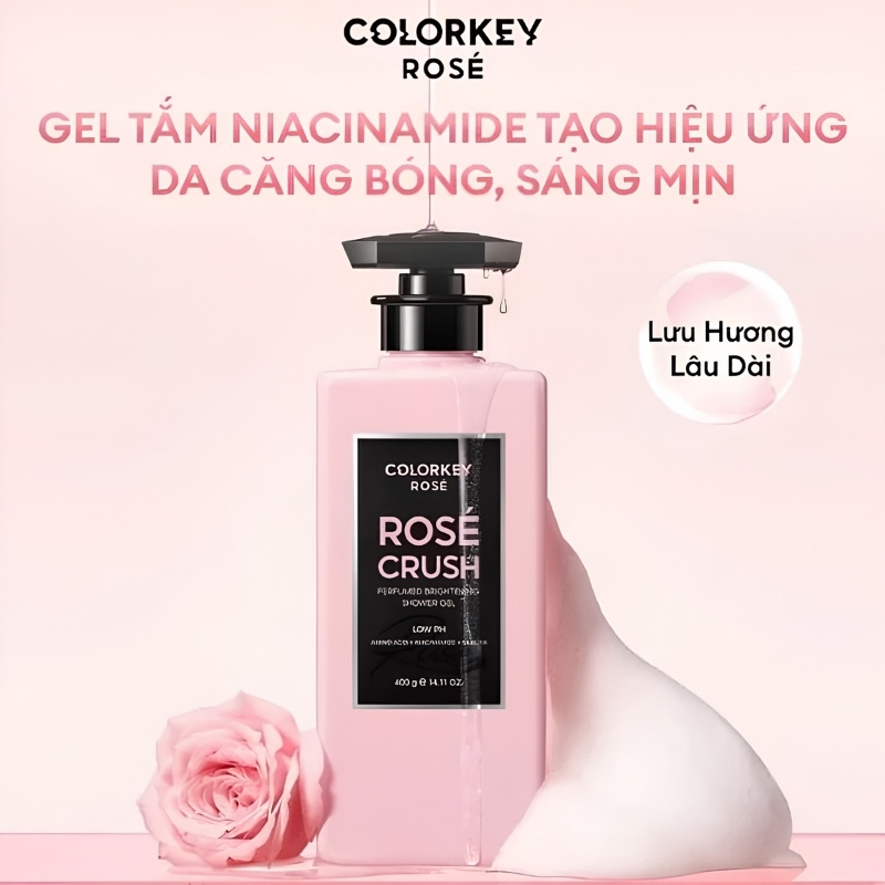 Gel Tắm Hương Hoa Hồng Ngọt Ngào Colorkey Rosé Rosé Crush Perfumed Brightening Shower Gel 400g