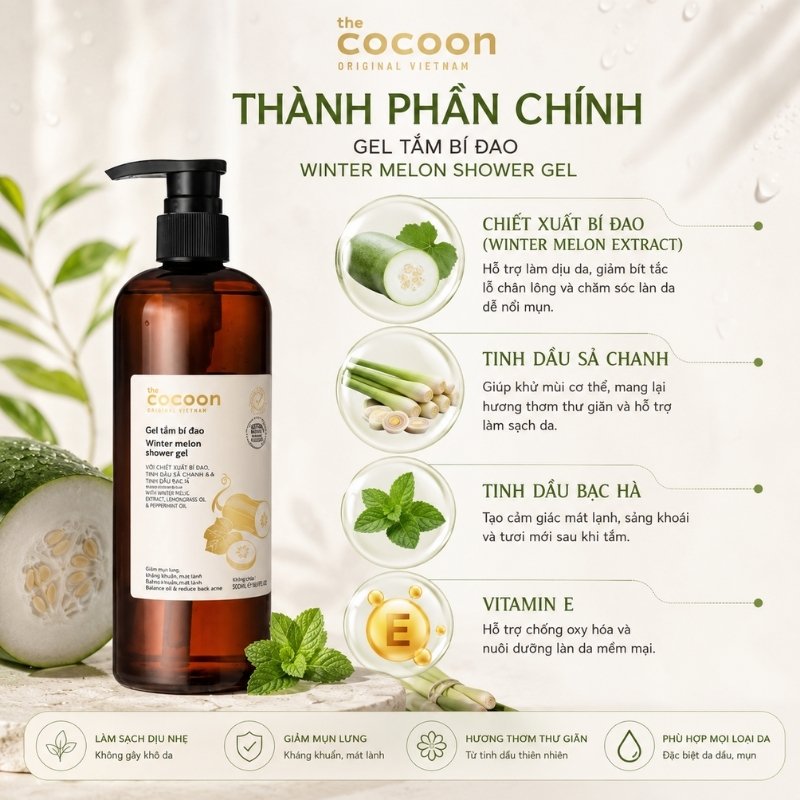 Gel Tắm Cocoon Winter Melon Shower Gel