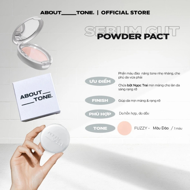 Phấn Phủ Kiềm Dầu Nâng Tone About Tone Raise Your Beauty Tone Fuzzy Sebum 8g (Trắng)