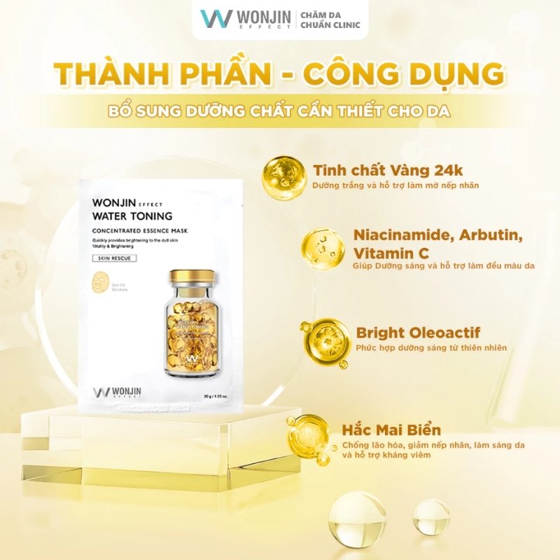 Mặt Nạ Giấy Truyền Trắng Chuyên Sâu Wonjin Effect Water Toning Concentrated Essence Mask (Mẫu Mới)