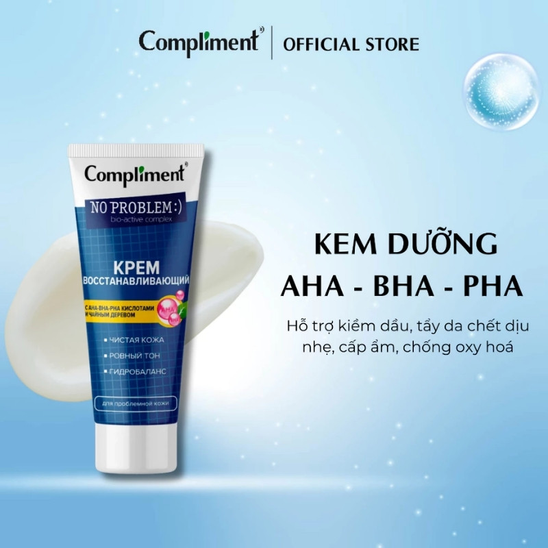 Kem Dưỡng Compliment Phục Hồi Da No Problem AHA-BHA-PHA-Tea Tree 50ml