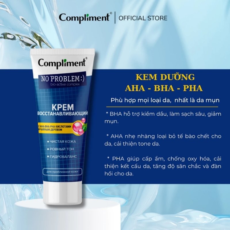 Kem Dưỡng Compliment Phục Hồi Da No Problem AHA-BHA-PHA-Tea Tree 50ml