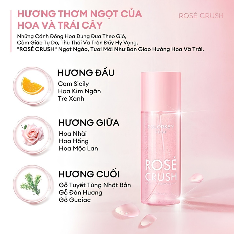 Xịt Thơm Colorkey Rosé Shimmer Fragrance Mist 100ml