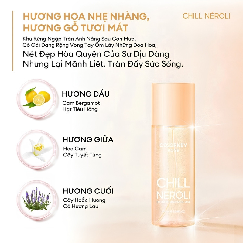 Xịt Thơm Colorkey Rosé Shimmer Fragrance Mist 100ml
